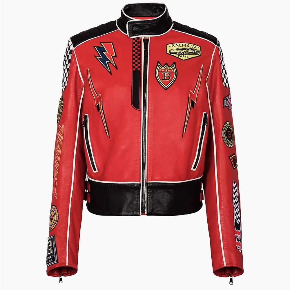 Balmain Formula 1 Leather Biker Jacket
